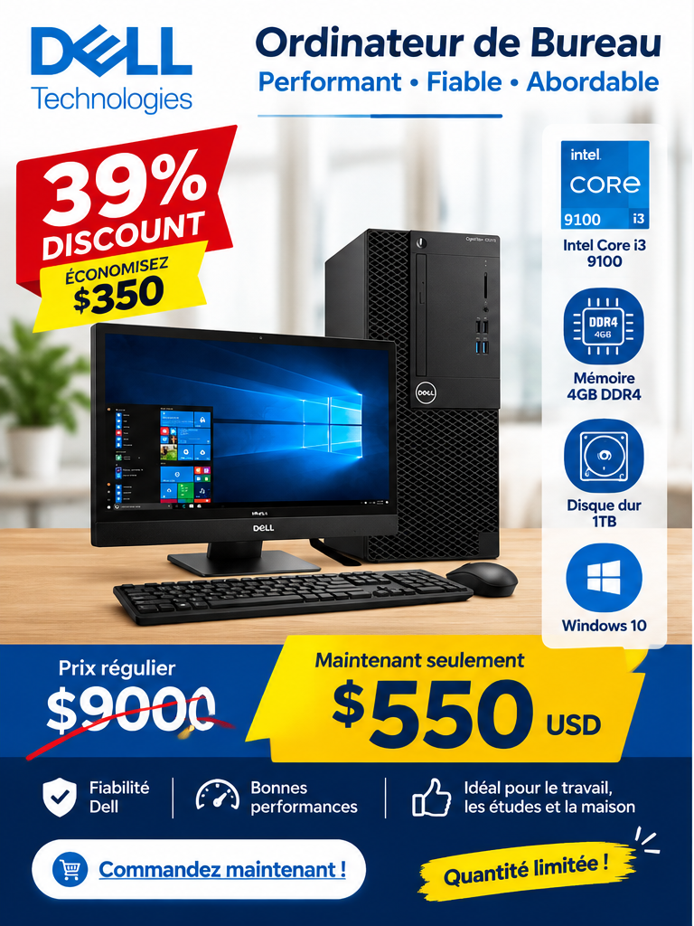 🖥️ Ordinateur de bureau Dell OptiPlex – Offre spéciale 🔥